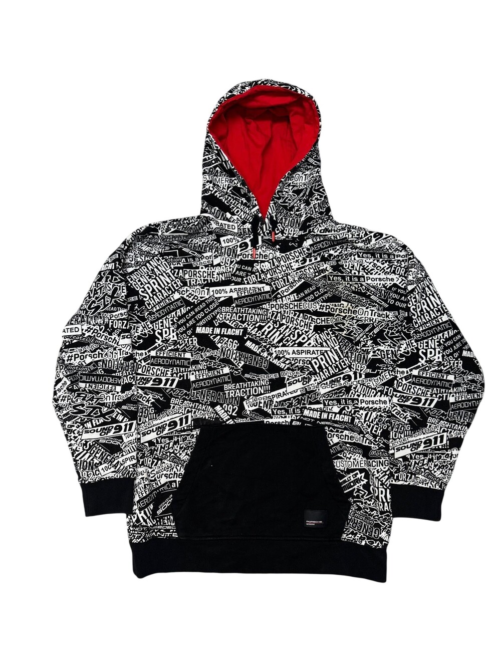 Porsche Motorsport Hoodie Mens Medium Black 911 Allover Graphic Pullover